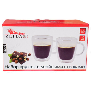 Кружка стекло двойная 390мл ZEIDAN Z-1013 2шт-2