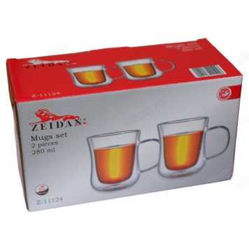 Кружка стекло двойная 280мл ZEIDAN Z-11124 2шт-1