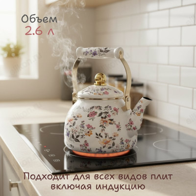 Чайник эмаль ZEIDAN Z-4532 2,6 л Wildflowers