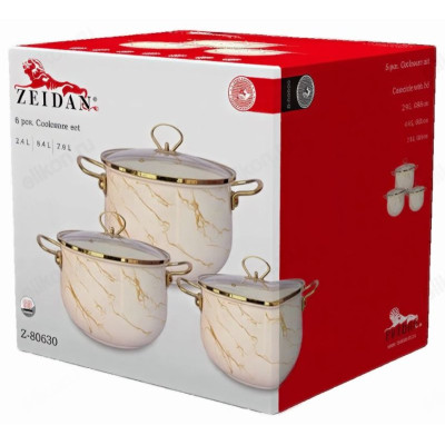 Набор посуды эмаль ZEIDAN Z-80630 Marble 6 предм.-1