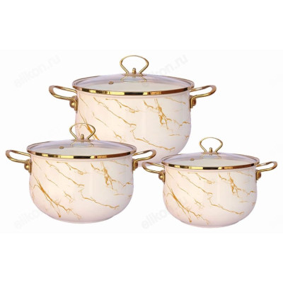 Набор посуды эмаль ZEIDAN Z-80630 Marble 6 предм.